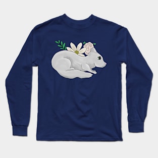 White cat with flowers Long Sleeve T-Shirt